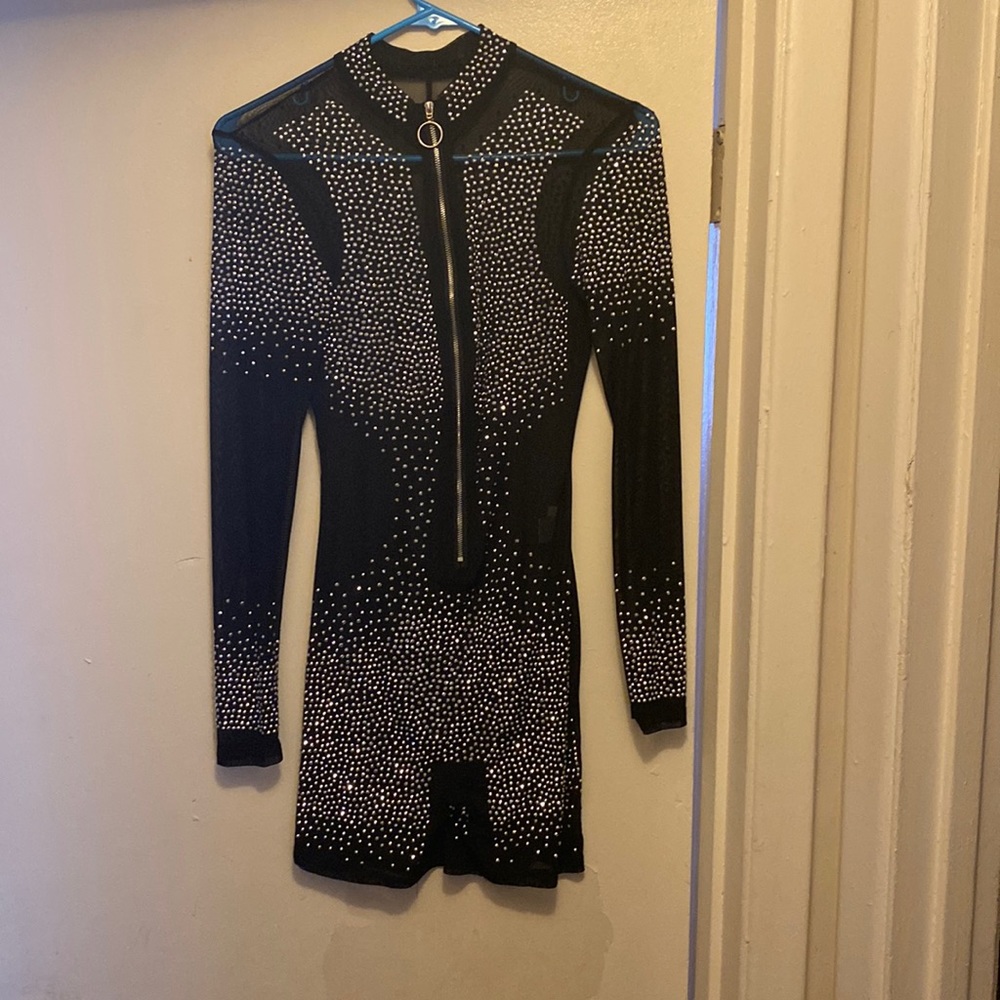 Black one piece see-through outfit come with the hills